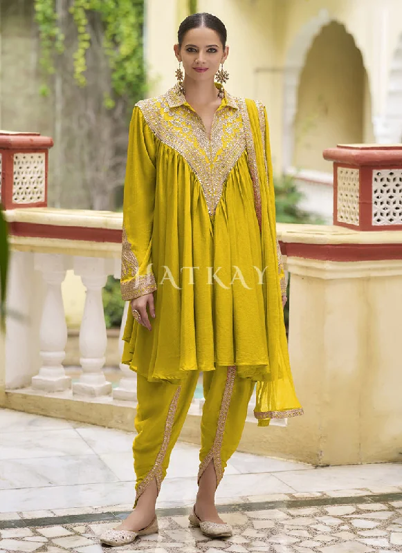 Super Sale Yellow Traditional Dhoti Style Pant Suit