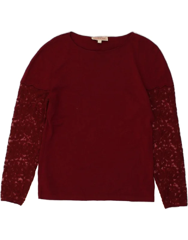Unmissable Offer ROCCOBAROCCO Womens Lace Boat Neck Jumper Sweater IT 48 XL Maroon Wool Unmissable Offer ROCCOBAROCCO Womens Lace Boat Neck Jumper Sweater IT 48 XL Maroon Wool