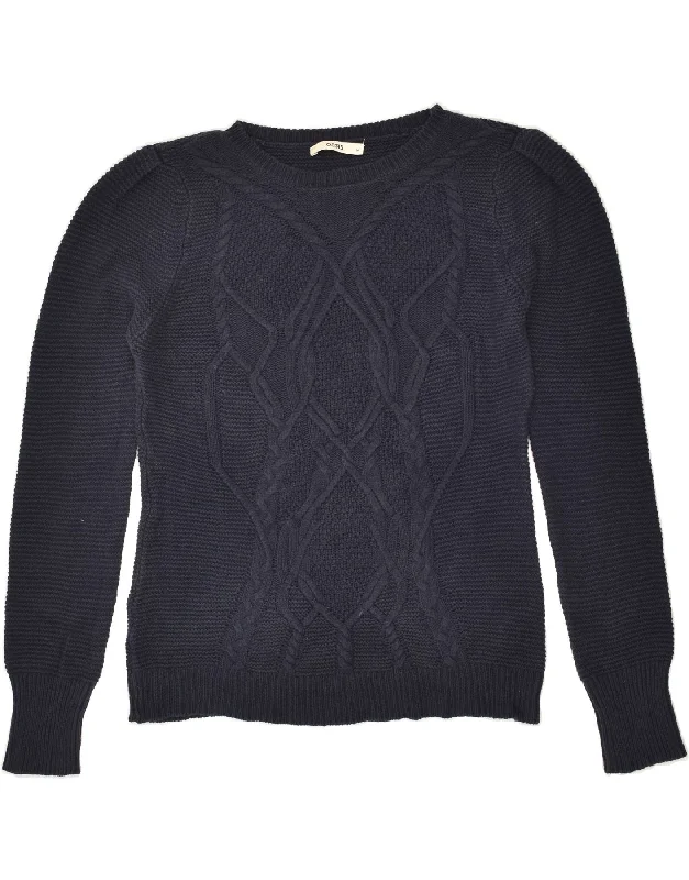 Online Only OASIS Womens Crew Neck Jumper Sweater UK 14 Medium Navy Blue Cotton