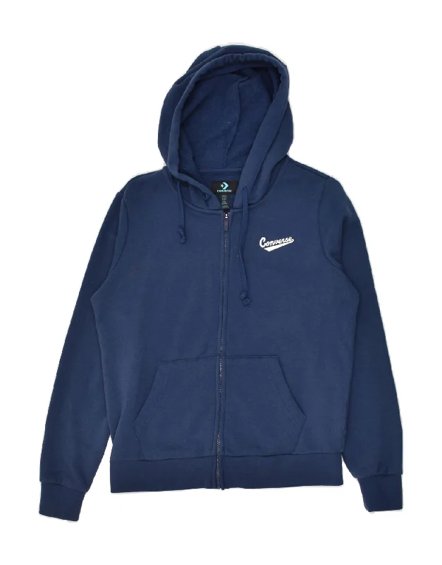 Limited Availability CONVERSE Womens Zip Hoodie Sweater US Medium Navy Blue Cotton