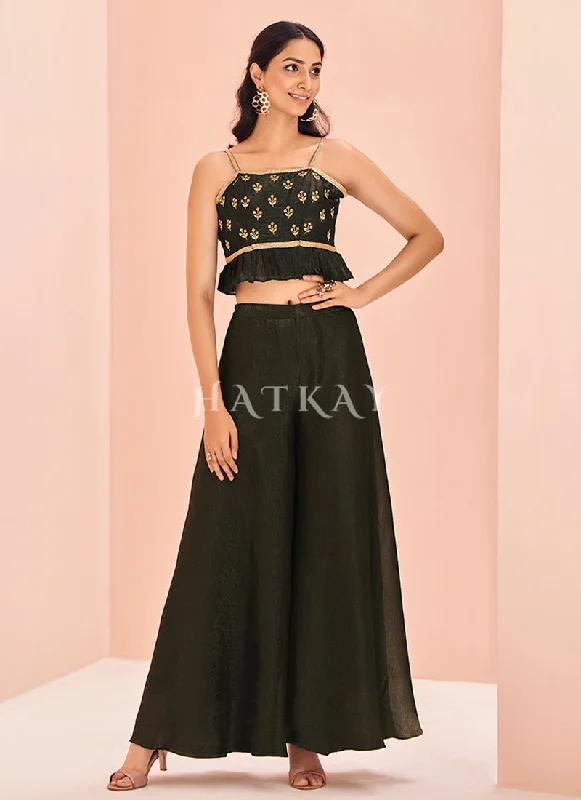 Weekend Deal Black Handwork Silk Co-ord Set
