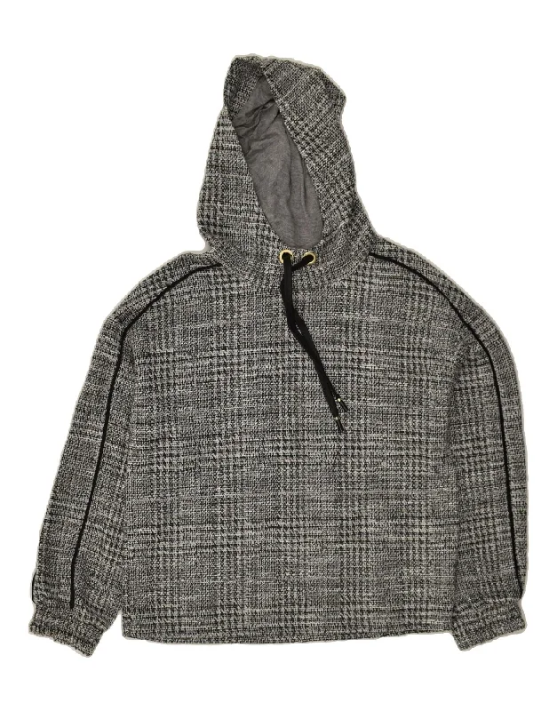 Stock Clearance MASSIMO DUTTI Womens Hoodie Jumper UK 10 Small Grey Check Viscose
