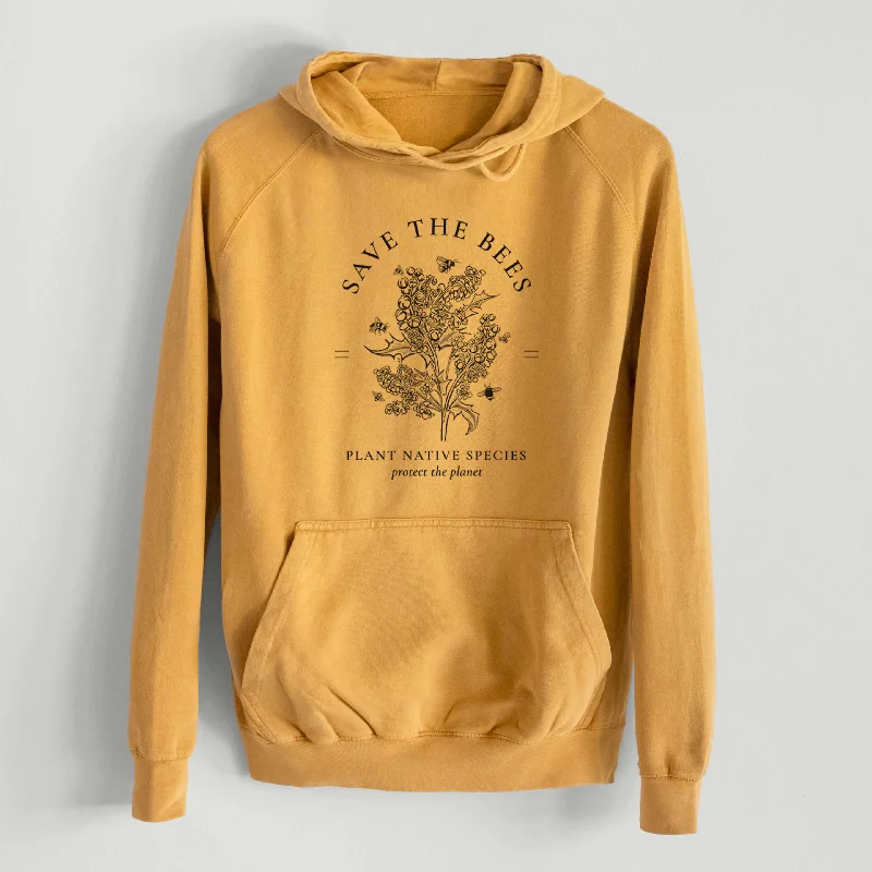 Closeout Save the Bees - Plant Native Species  - Mid-Weight Unisex Vintage 100% Cotton Hoodie