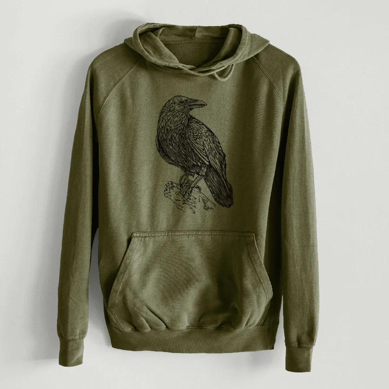 Limited Stock Common Raven  - Corvus corax - Mid-Weight Unisex Vintage 100% Cotton Hoodie