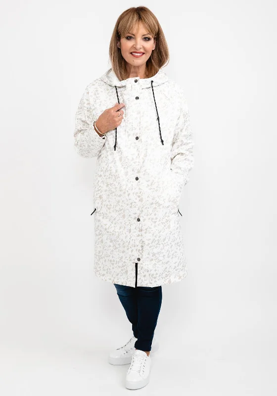 Doorbuster Deal Frandsen Water Resistant Long Raincoat, White & Beige