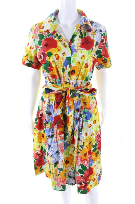 Limited Availability Frances Valentine Women's Short Sleeves Belted Flare Multicolor Dress