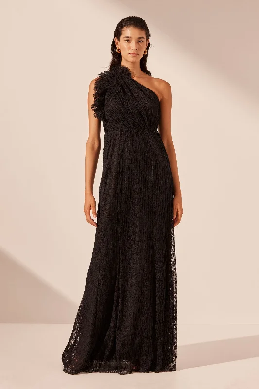 Markdowns SOL LACE ASYMMETRICAL DETAIL MAXI DRESS - BLACK