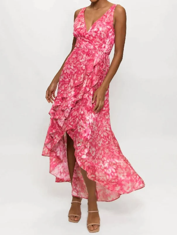 Weekend Deal Isadora Wrap Dress In Fuchsia Shibori Floral