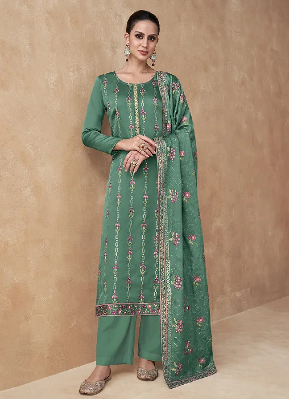 Mega Sale Green Sequence Embroidery Salwar Kameez