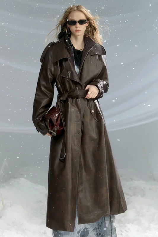 Seasonal Sale Matrix Leather Trench Coat