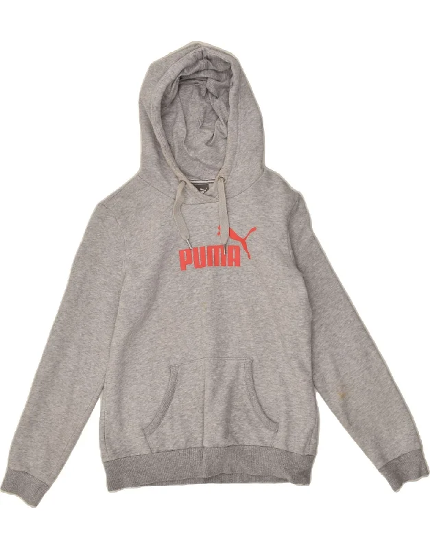 Extra Savings PUMA Womens Graphic Hoodie Jumper UK 12 Medium Grey Cotton