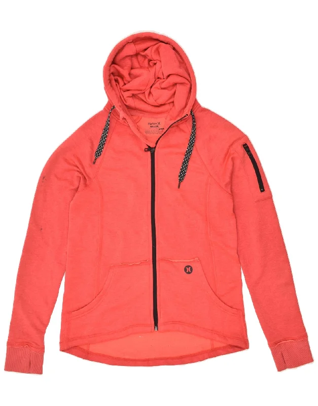 Shop and Save HURLEY Womens Dri Fit Zip Hoodie Sweater UK 6 XS Red Polyester