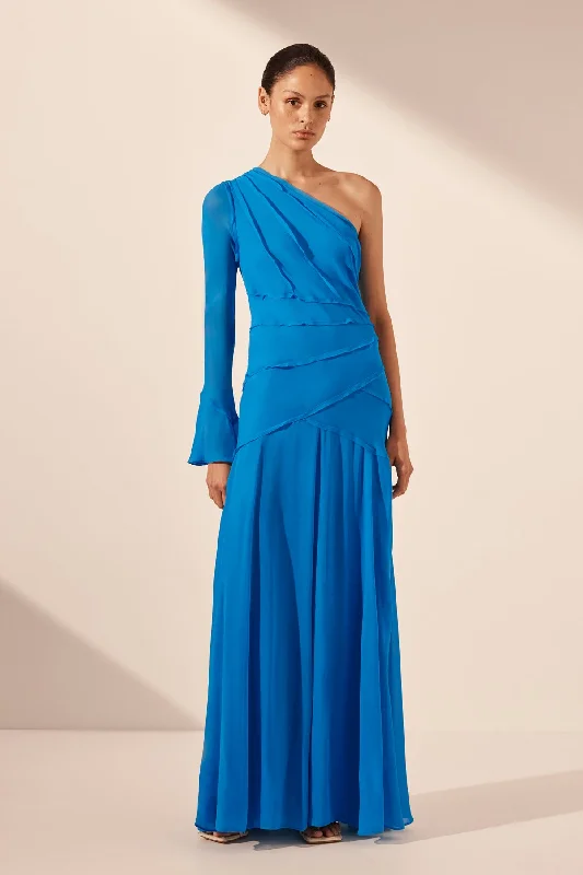 Shop and Save AMINA ASYMMETRICAL MAXI DRESS - AQUA