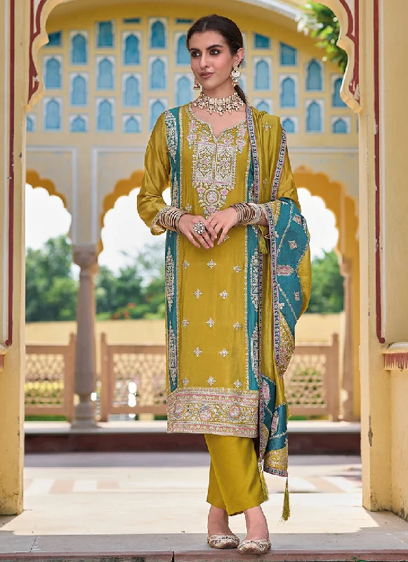 Buy More, Save More Yellow Multi Embroidery Traditional Salwar Kameez Suit