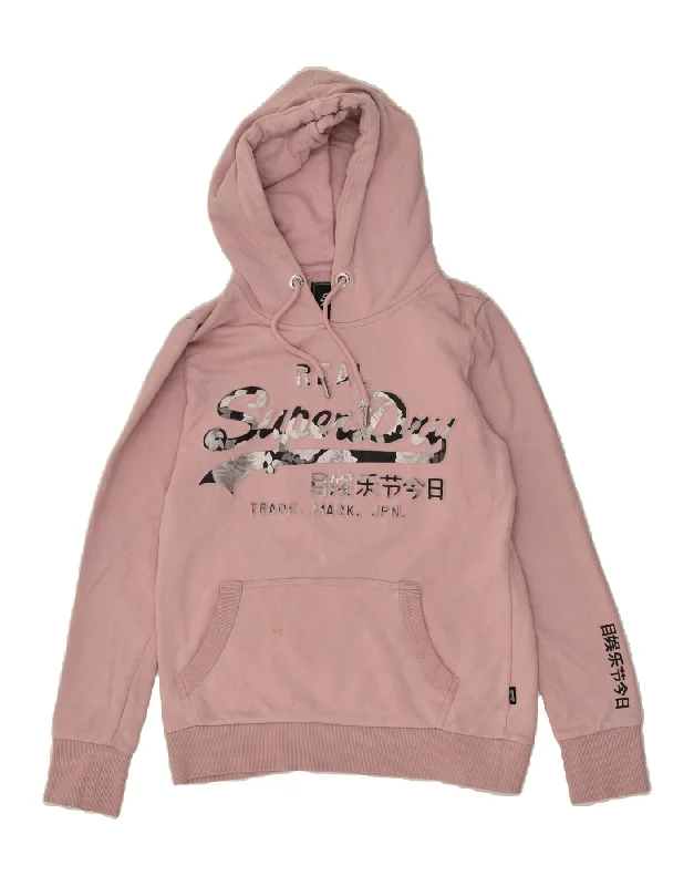 Huge Discounts SUPERDRY Womens Graphic Hoodie Jumper UK 12 Medium Pink
