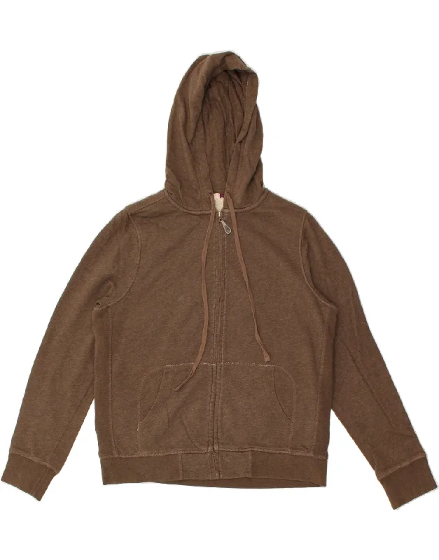 Unmissable Offer J. CREW Womens Zip Hoodie Sweater UK 16 Large Brown Cotton