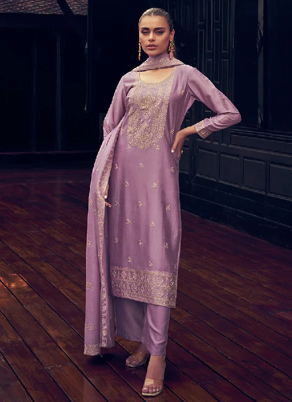 Crazy Deals Lavender Purple Sequence Embroidery Traditional Palazzo Suit