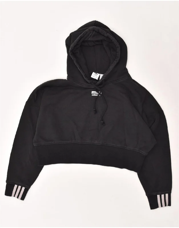 Deal of the Week ADIDAS Womens Oversized Crop Hoodie Jumper UK 14 Medium Black Cotton Deal of the Week ADIDAS Womens Oversized Crop Hoodie Jumper UK 14 Medium Black Cotton