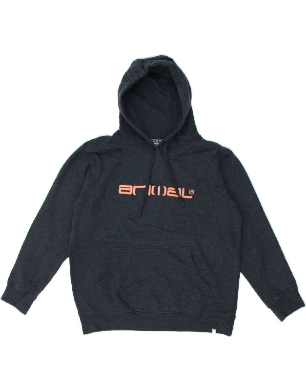 While Supplies Last ANIMAL Womens Graphic Hoodie Jumper UK 10 Small Navy Blue Cotton