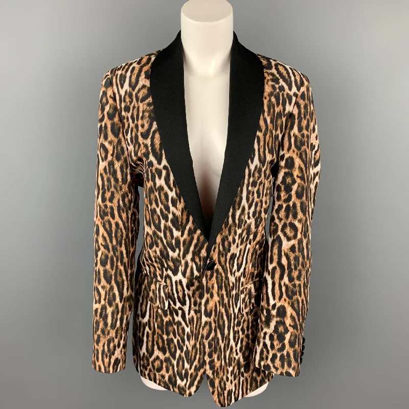 New Markdowns R13 SS 2019 Size L Tan & Black Leopard Print Viscose Blazer Jacket