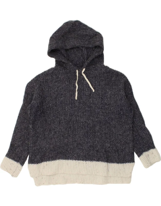 Loyalty Reward FAT FACE Womens Hooded Jumper Sweater UK 14 Medium Navy Blue Colourblock