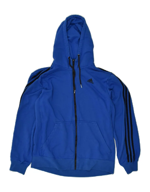 Discount Days ADIDAS Womens Climalite Zip Hoodie Sweater UK 16 Large Blue Polyester