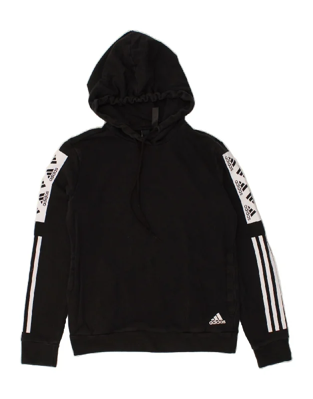 Unbeatable Prices ADIDAS Womens Graphic Hoodie Jumper UK 8/10 Small Black Cotton