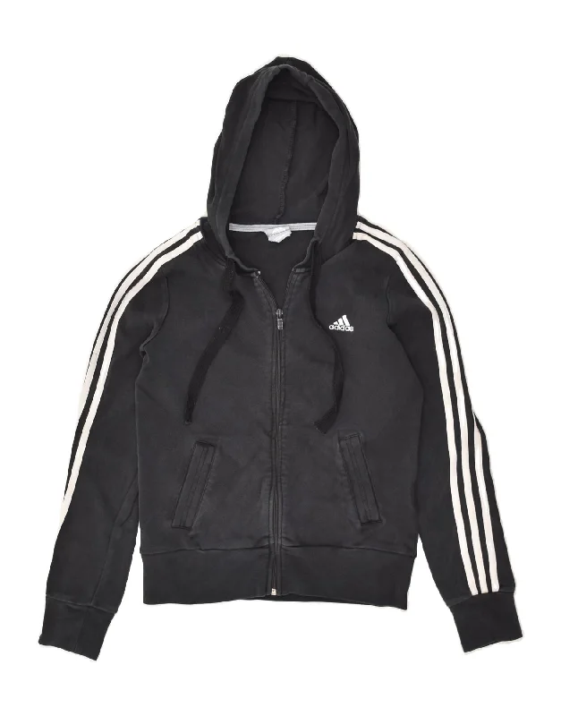 Discount Deals ADIDAS Womens Zip Hoodie Sweater UK 10 Small  Black Cotton