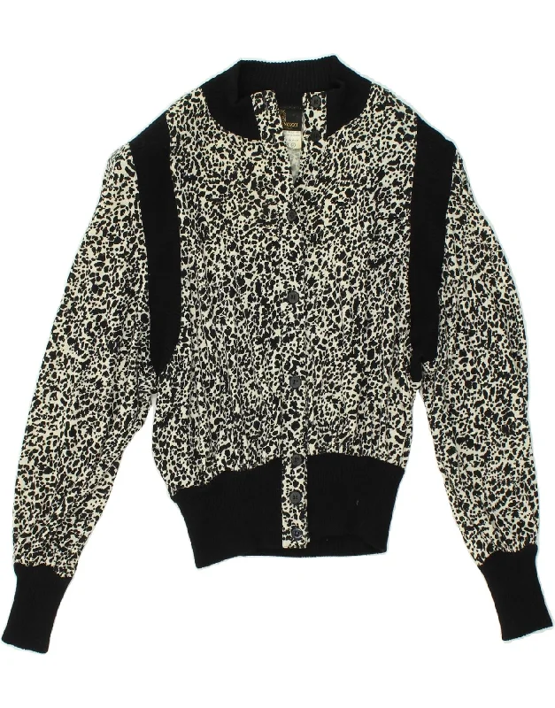 New Markdowns GIOVANNOZZI Womens Cardigan Sweater UK 10 Small  Grey Animal Print Wool