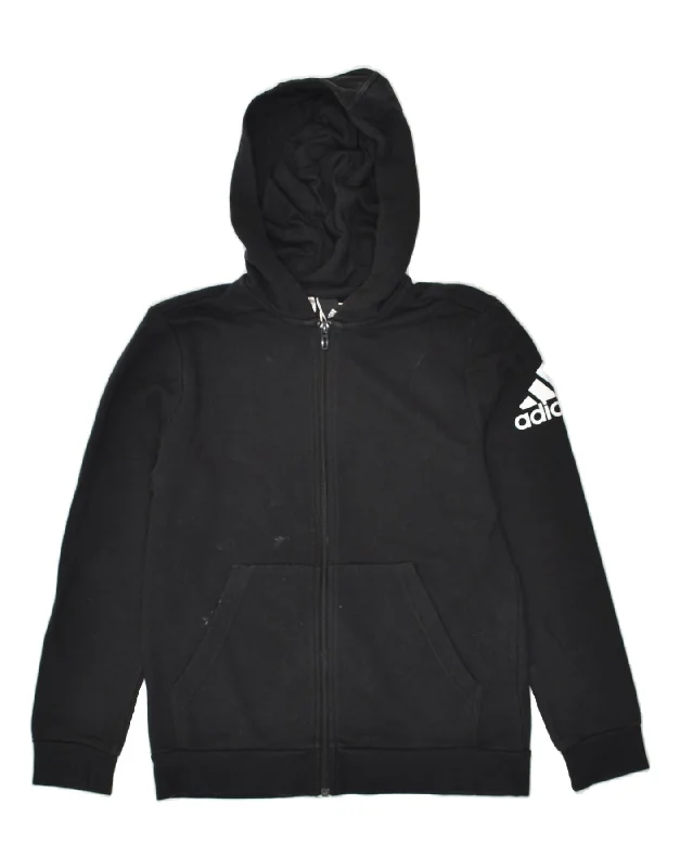 Buy Now ADIDAS Womens Graphic Zip Hoodie Sweater UK 16 Large Black Cotton
