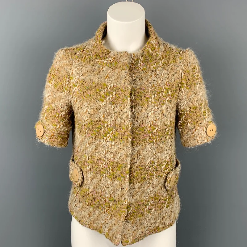 Today’s Special TARA JARMON Size 4 Beige & Cream Boucle Wool Blend Jacket
