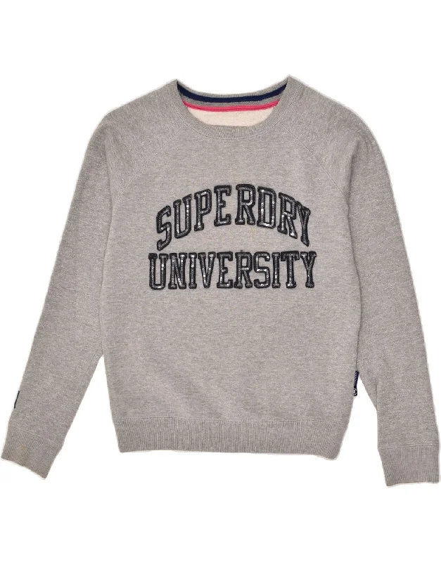 Special Promotion SUPERDRY Womens Graphic Sweatshirt Jumper UK 10 Small Grey Polyester