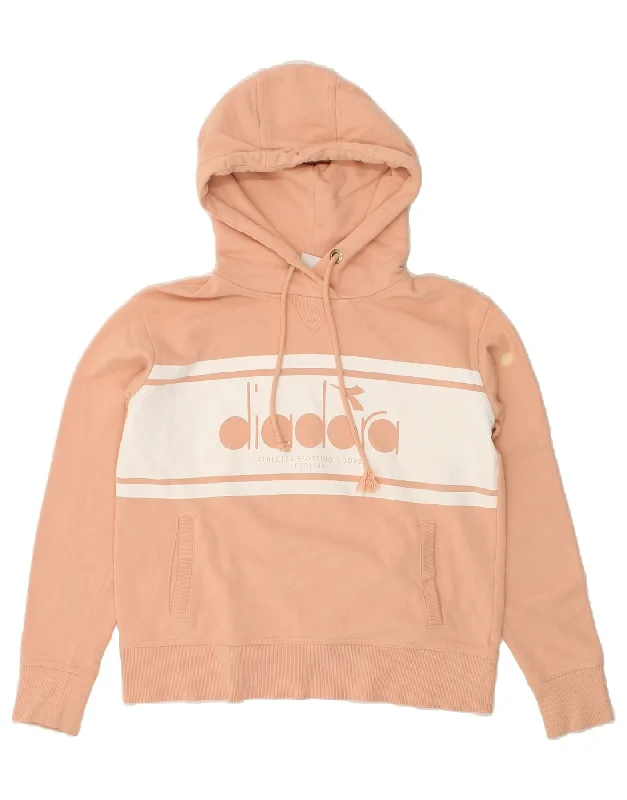 The Best Prices DIADORA Womens Graphic Hoodie Jumper UK 6 XS Beige