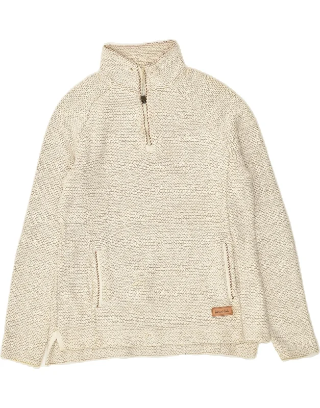Deal Explosion WEIRD FISH Womens Zip Neck Jumper Sweater UK 12 Medium Grey Cotton