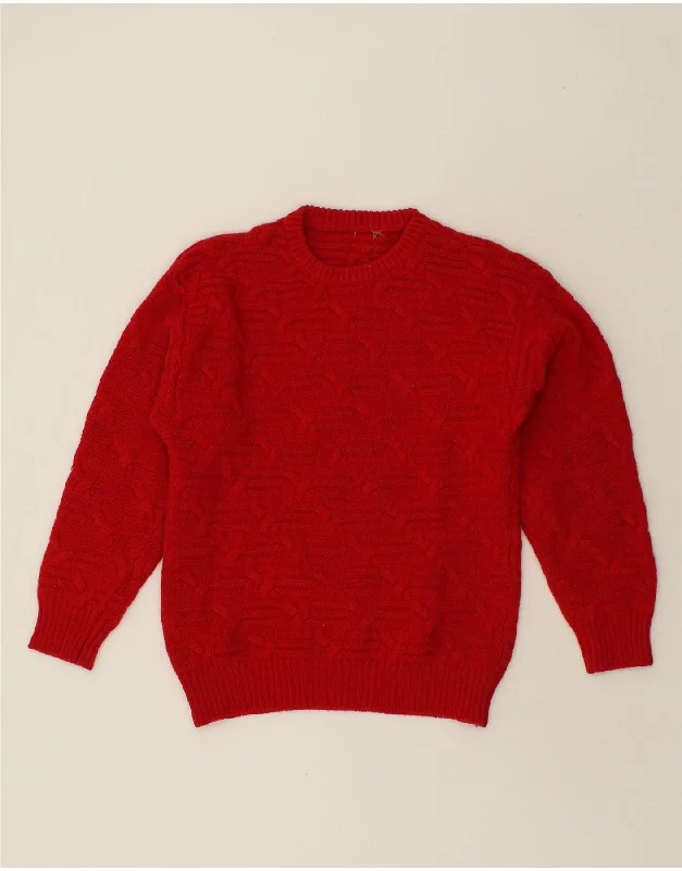 The Best Prices VINTAGE Womens Crew Neck Jumper Sweater UK 14 Medium Red