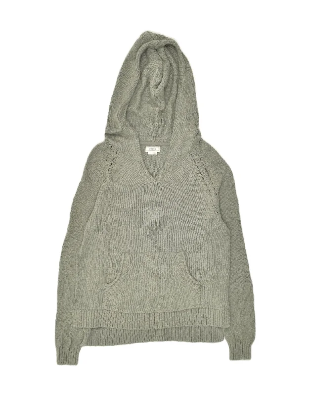 Midnight Madness FAT FACE Womens Hooded V-Neck Jumper Sweater UK 10 Small Green Cotton