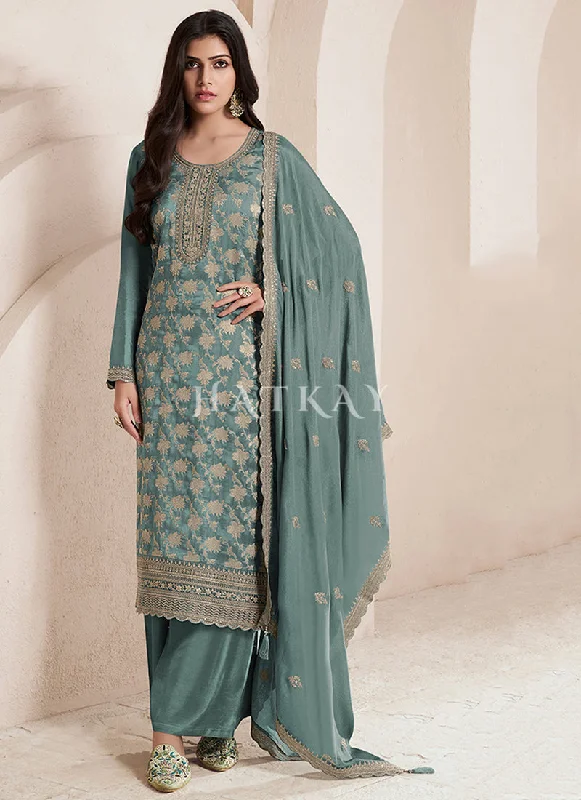 Must-Have Deals Firozi Blue Pakistani Style Suit