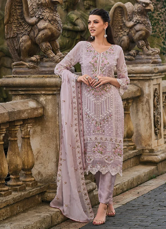 Act Now Mauve Purple Multi Embroidery Traditional Salwar Suit