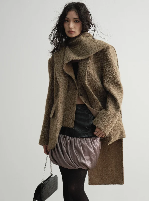 Clearance Event Draped Wool Wrap Coat