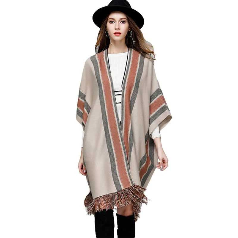 Limited Availability Bohemian Style Loose Pattern Vintage Stripes Print Knitted Cardigan With Tassel Limited Availability Bohemian Style Loose Pattern Vintage Stripes Print Knitted Cardigan With Tassel