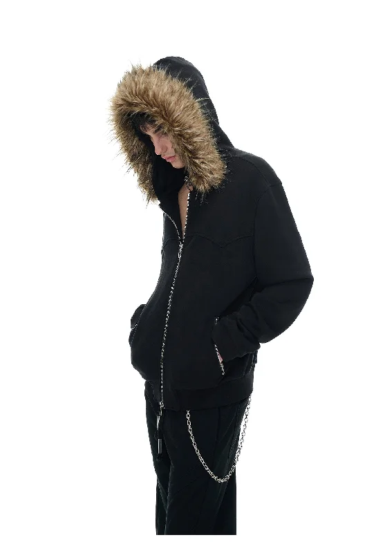 Online Exclusive Fur-Lined Hood Bomber Jacket