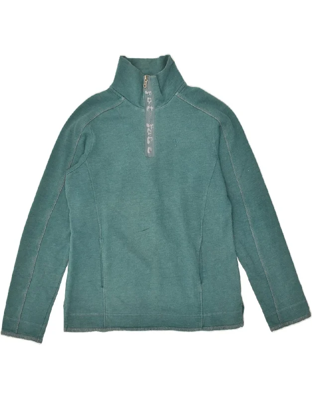 Limited Time Discount FAT FACE Womens Zip Neck Sweatshirt Jumper UK 12 Medium Green Cotton