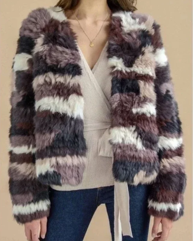 Value Deals "Iris Rabbit Fur Bomber" Jacket
