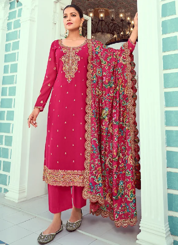 Final Markdown Magenta Multicoloured Embroidery Casual Salwar Kameez