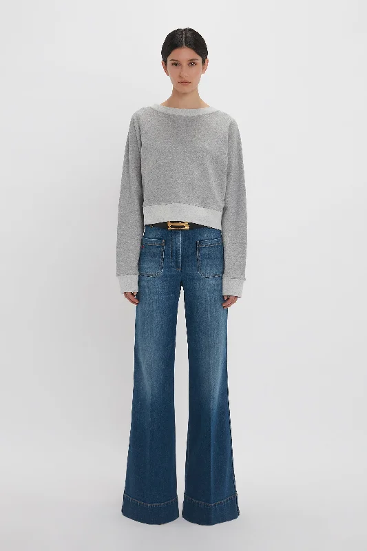 Incredible Offers Cropped Sweatshirt In Grey Marl