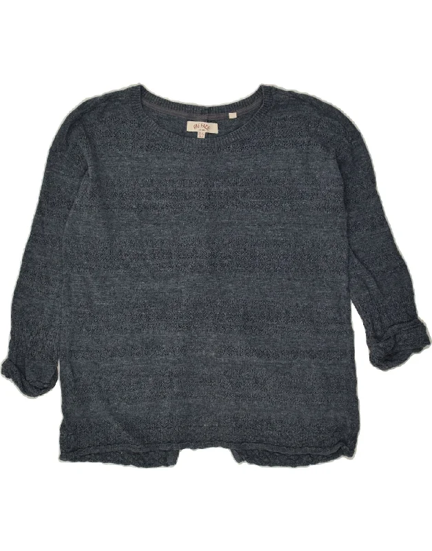 One-DAY Sale FAT FACE Womens Boat Neck Jumper Sweater UK 8 Small Grey Flecked Cotton