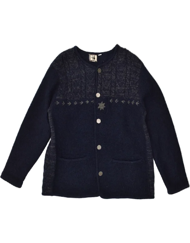 While Supplies Last VINTAGE Womens Cardigan Sweater UK 16 Large Navy Blue Wool
