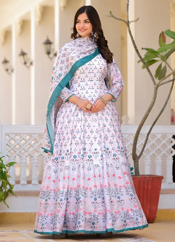 Seasonal Sale Lavender Multi-colored Digital Printed Gown