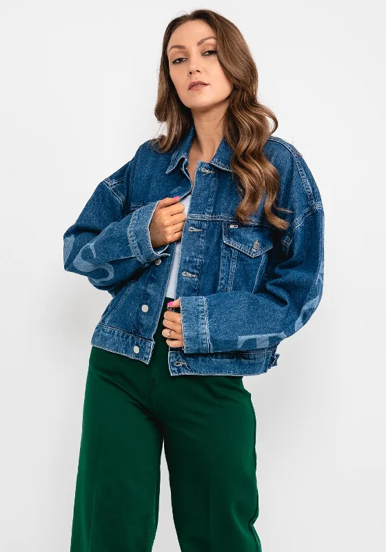 Friends and Family Sale Tommy Jeans Womens Oversized Wide Sleeve Jacket, Medium Blue