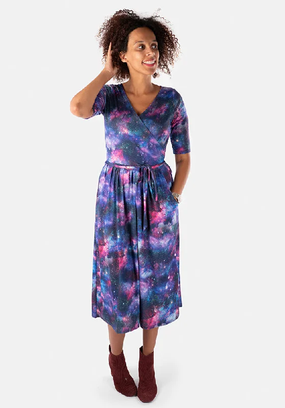 New Deals Themis Galaxy Print Midi Dress